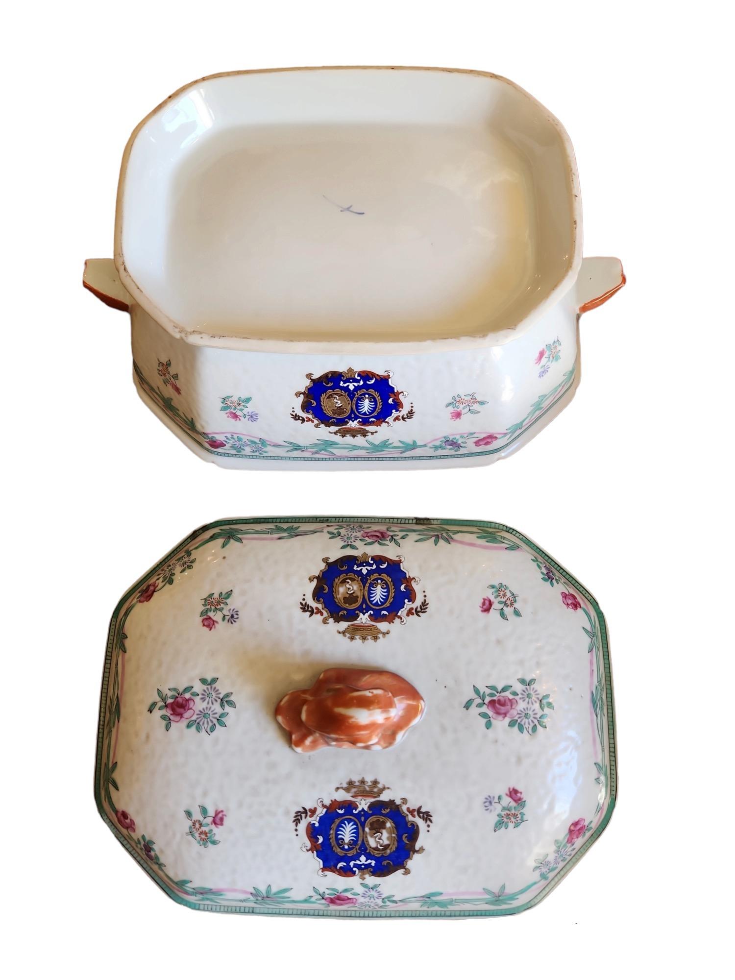Porcelain 19th Century Chinese Export Tureen and Platter