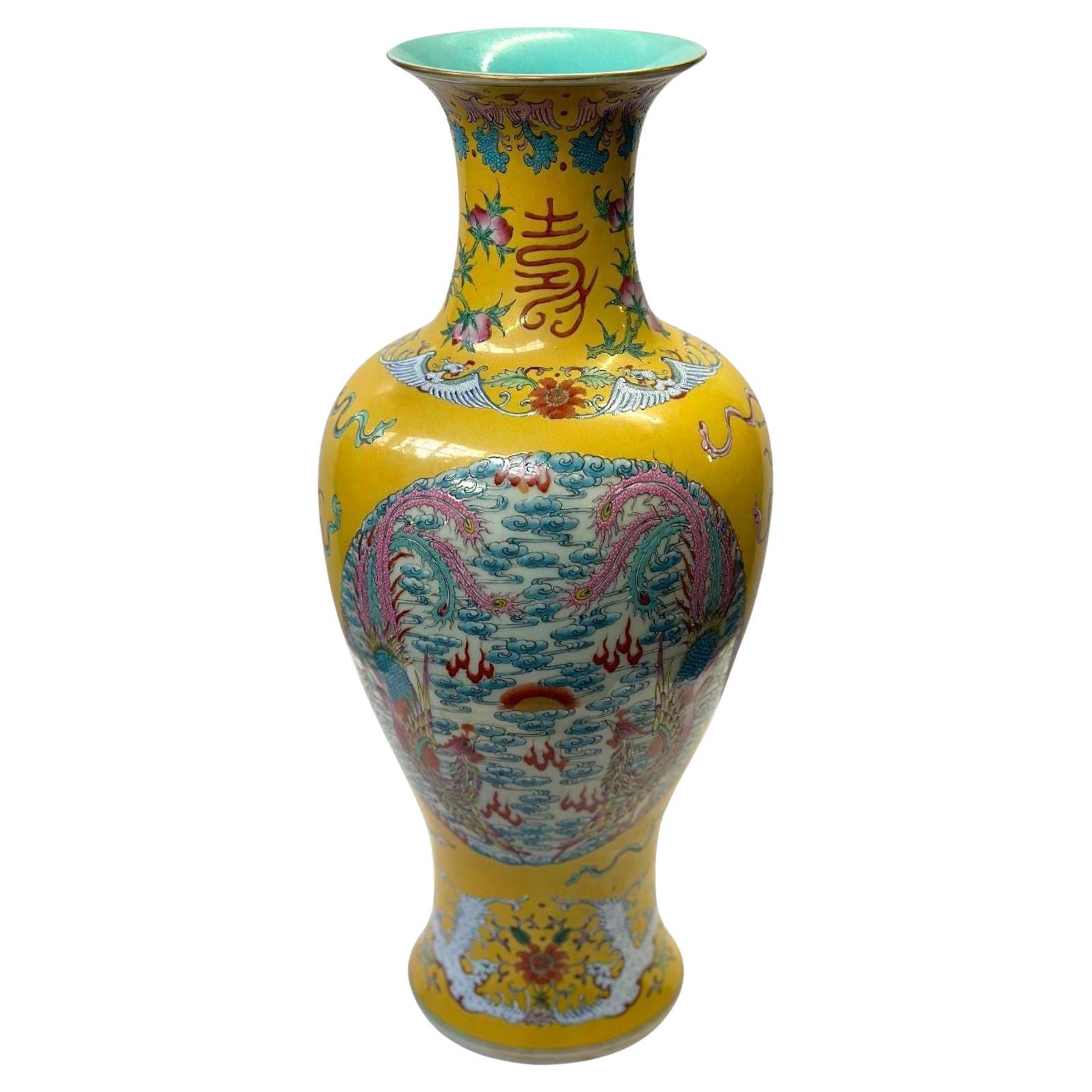 19th Century Chinese Famille Jaune Porcelain Vase For Sale