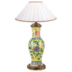 19th Century Chinese Famille Jaune Vase / Lamp, circa 1880