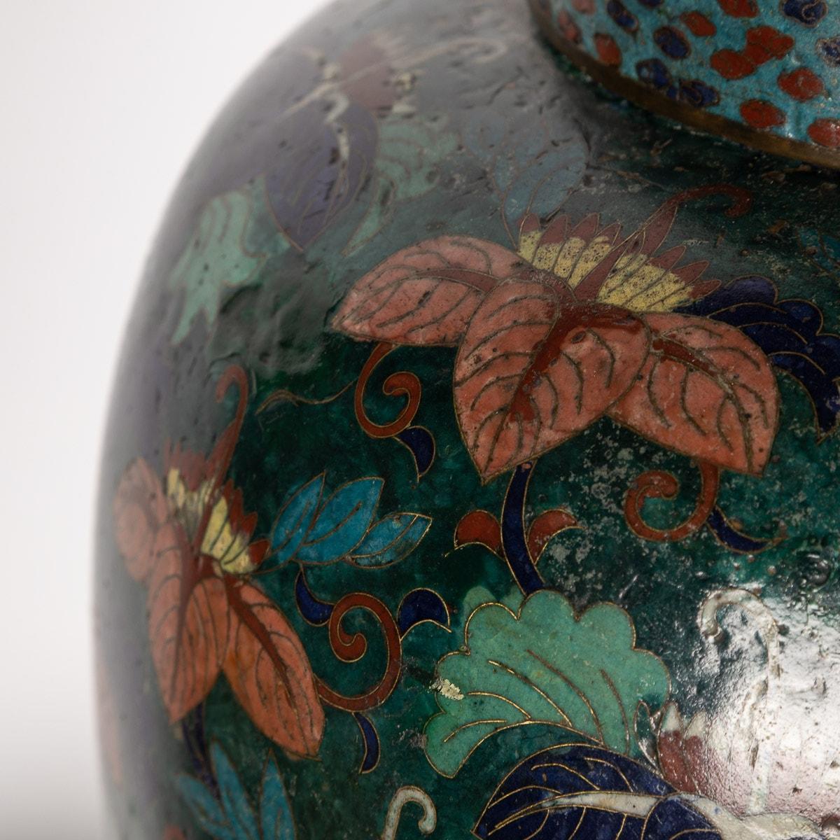 19th Century Chinese Famille-Noire Cloosonne Enamel Lidded Ginger Jars 8