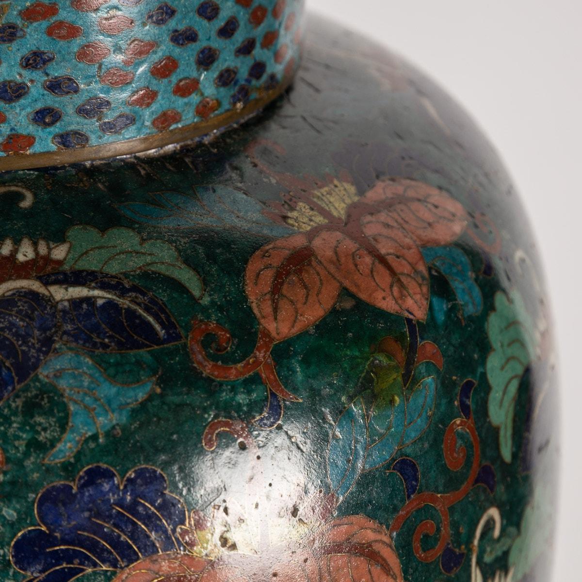 19th Century Chinese Famille-Noire Cloosonne Enamel Lidded Ginger Jars 9