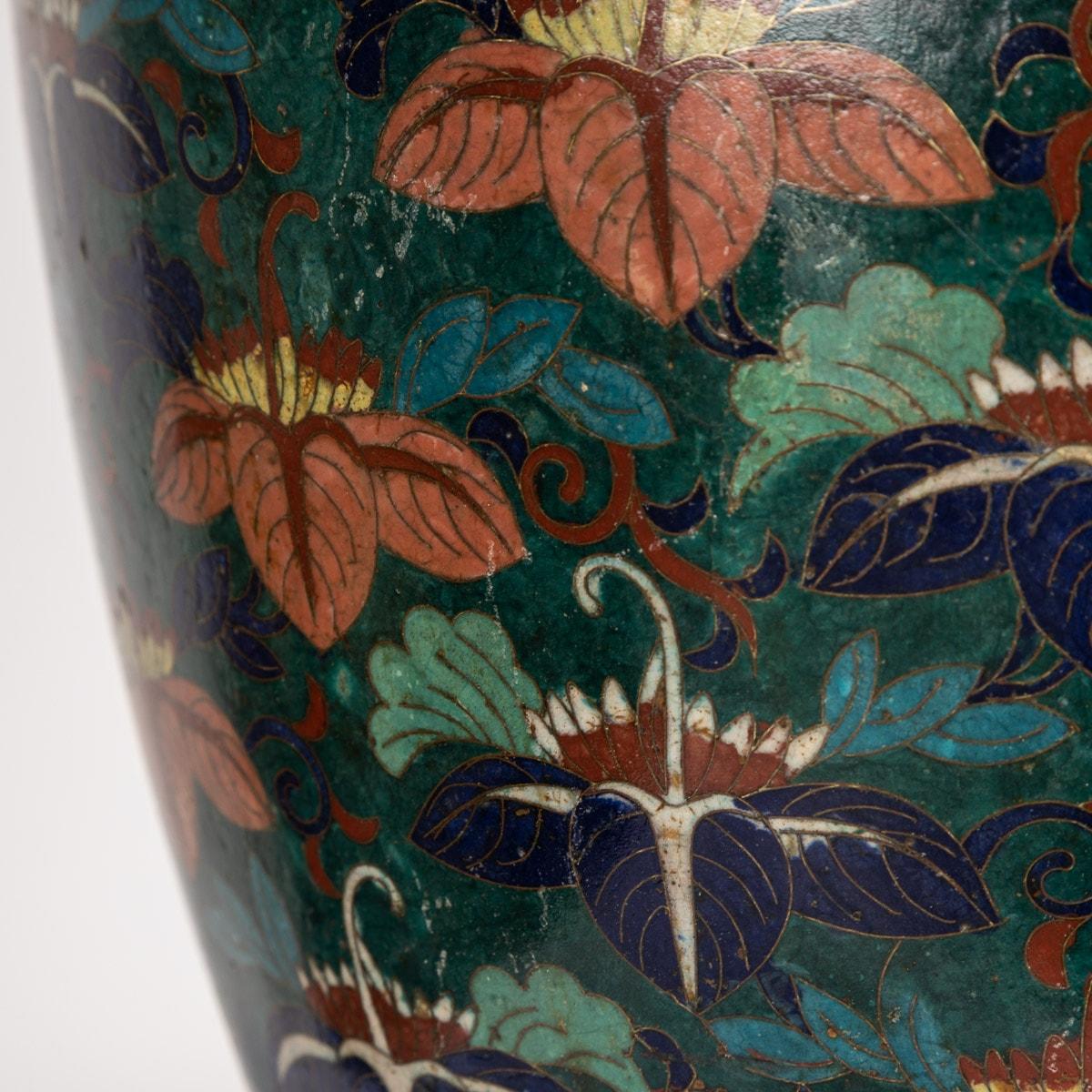 19th Century Chinese Famille-Noire Cloosonne Enamel Lidded Ginger Jars 11