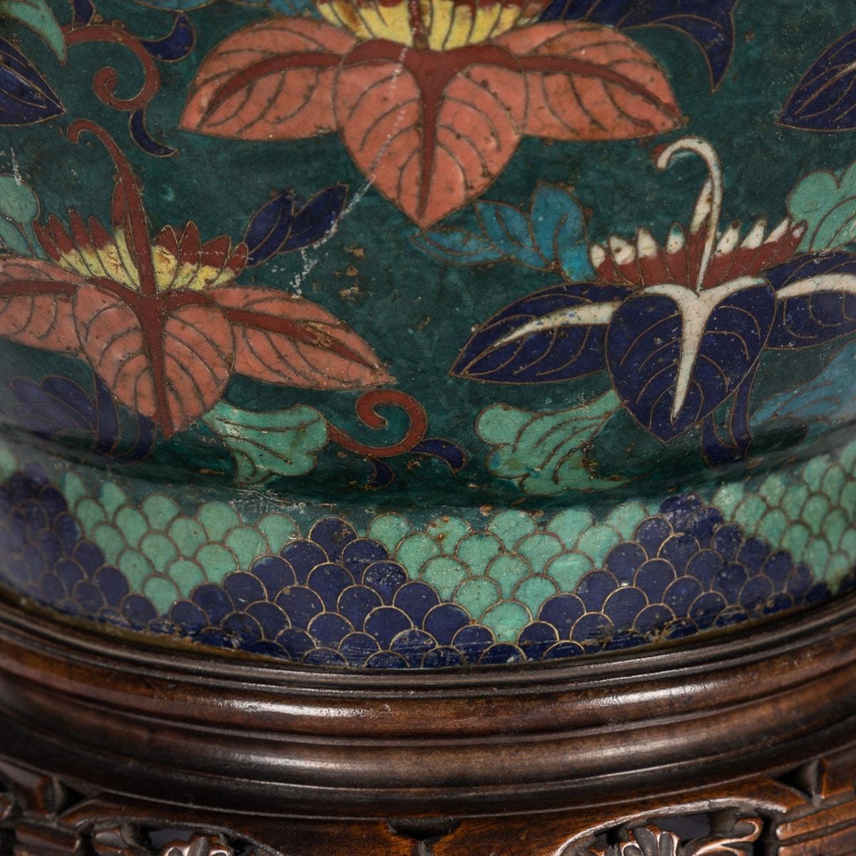 19th Century Chinese Famille-Noire Cloosonne Enamel Lidded Ginger Jars For Sale 14