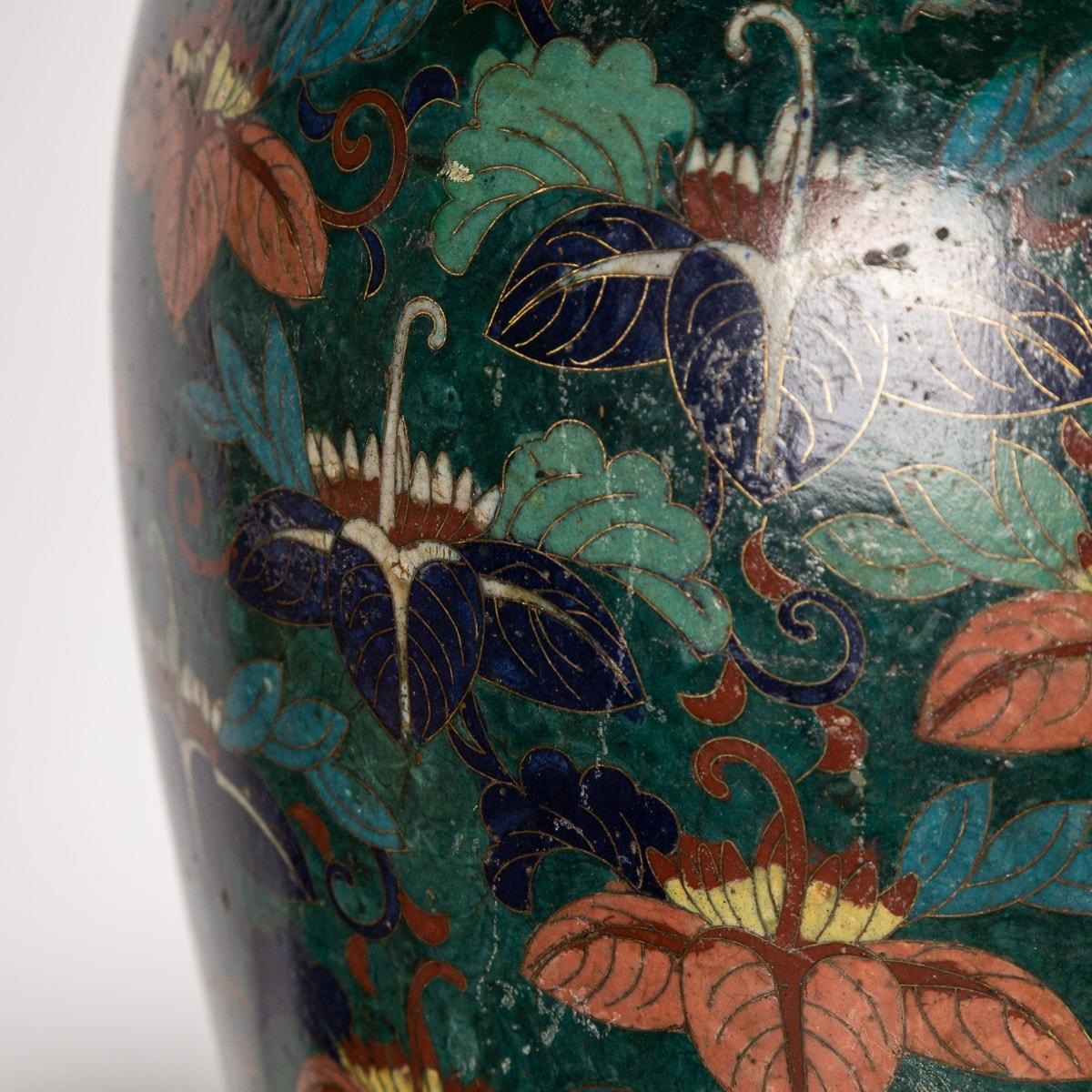 19th Century Chinese Famille-Noire Cloosonne Enamel Lidded Ginger Jars 15