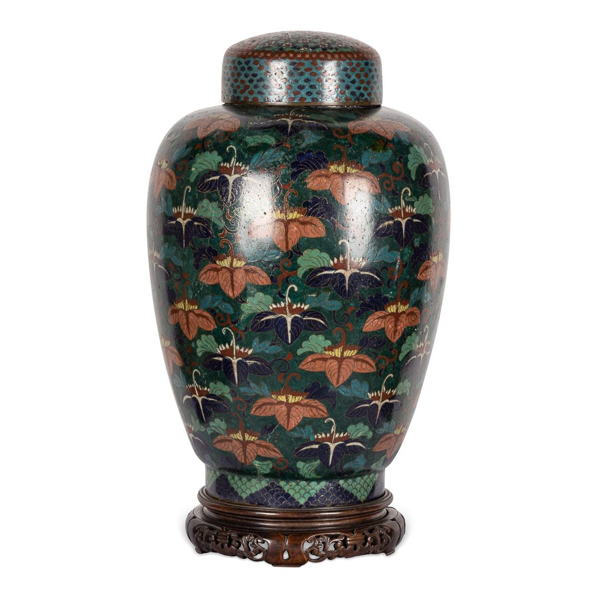 19th Century Chinese Famille-Noire Cloosonne Enamel Lidded Ginger Jars In Good Condition In Royal Tunbridge Wells, Kent