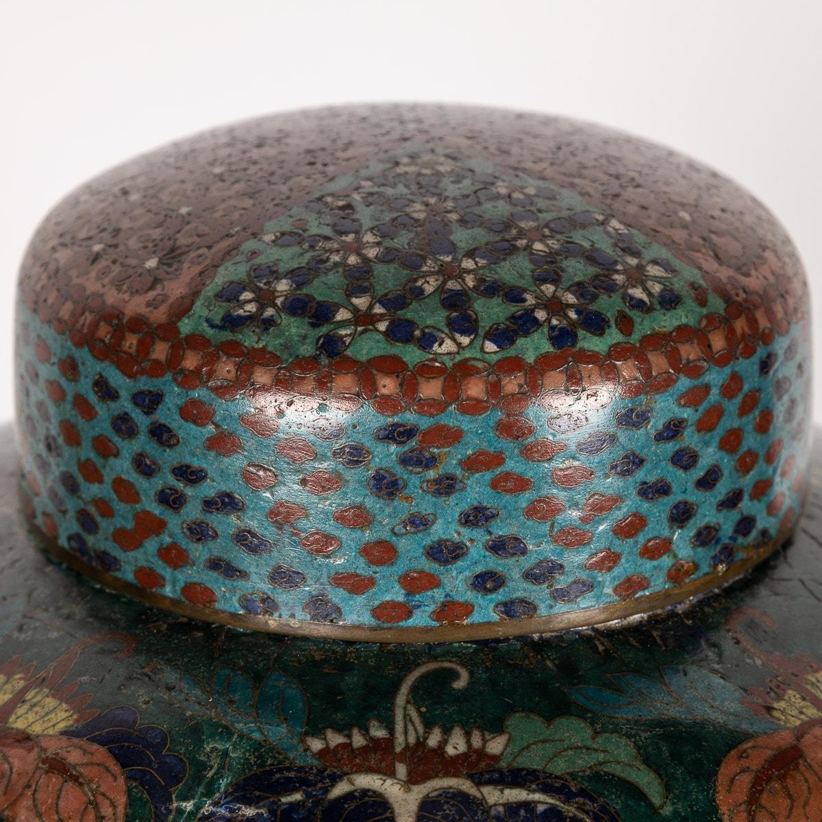 19th Century Chinese Famille-Noire Cloosonne Enamel Lidded Ginger Jars For Sale 6