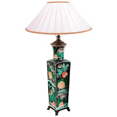 19th Century Chinese Famille Noire Porcelain Vase / Lamp