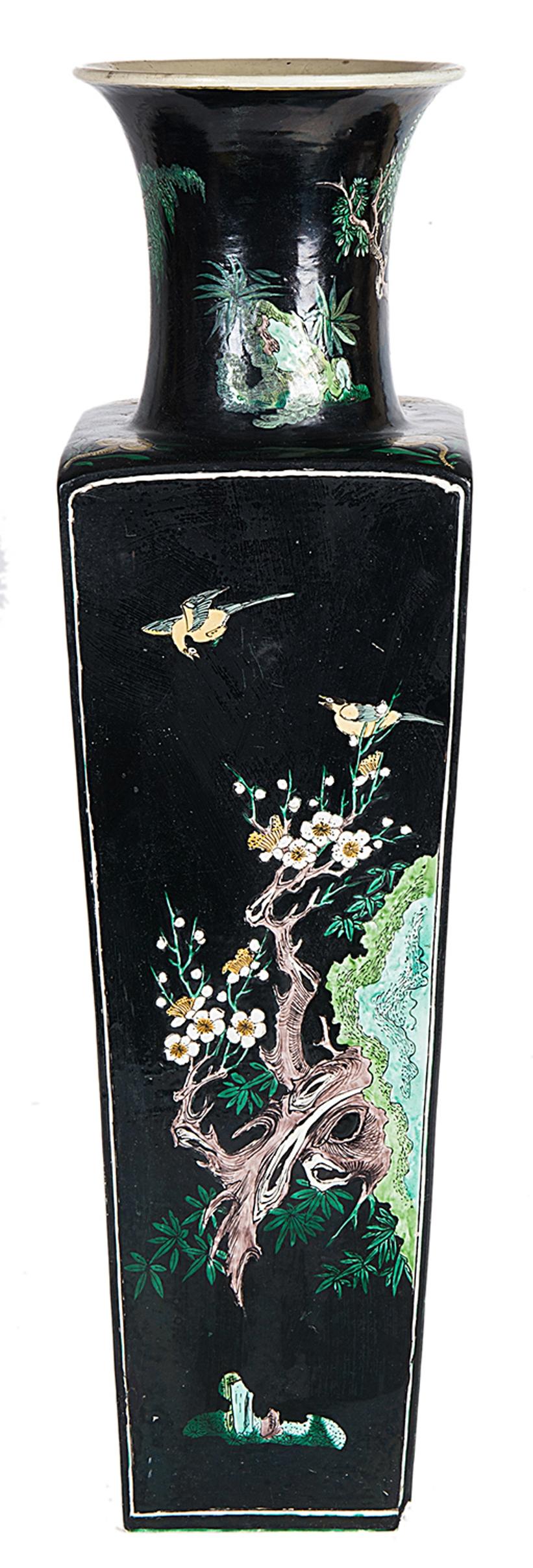 Hand-Painted 19th Century Chinese Famille Noire Vase