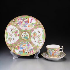 19th Century Chinese Famille Rose Canton Porcelain Trio - 9.8 in
