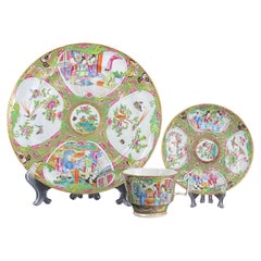 19th Century Chinese Famille Rose Canton Porcelain Trio - 9.8 in