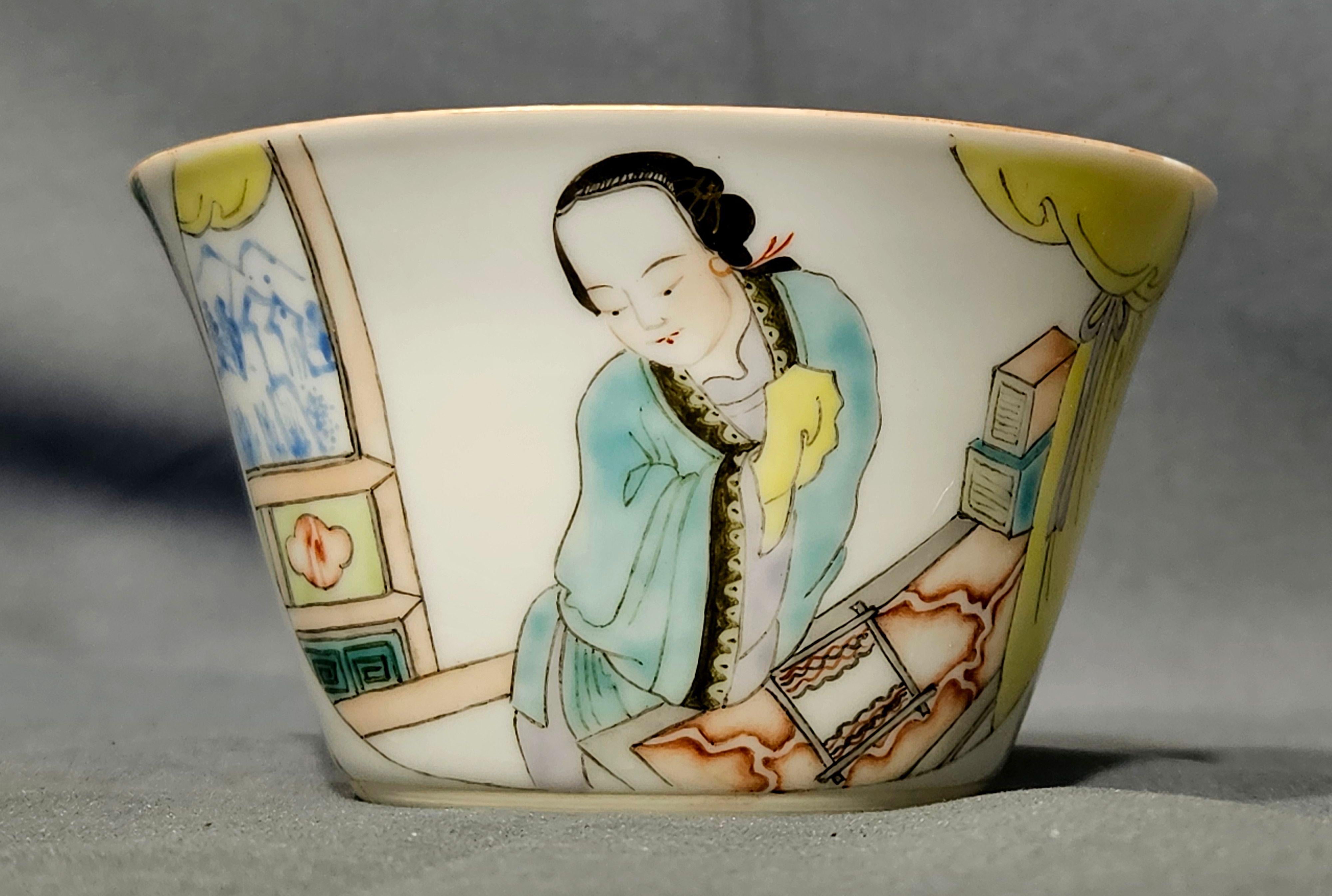 19. Jahrhundert Chinesische Famille Rose Erotische Nistschalen (10), signiert und markiert im Angebot 14