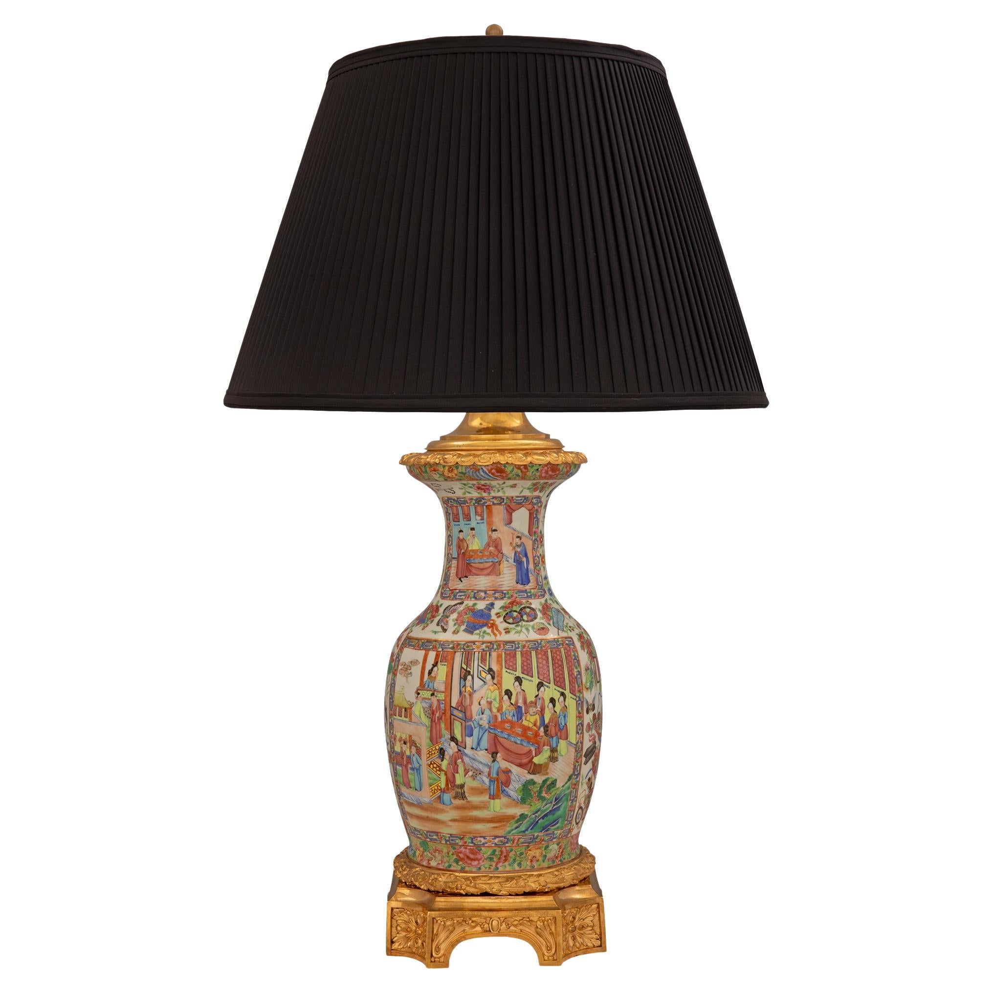 Large 19th Century Chinese Qing Dynasty Famille Rose Porcelain Jar Lamp ...