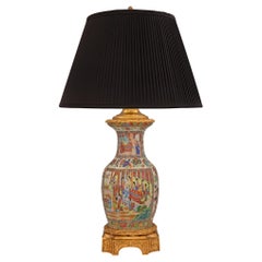 19th Century Chinese Famille Rose Porcelain Vase Lamp