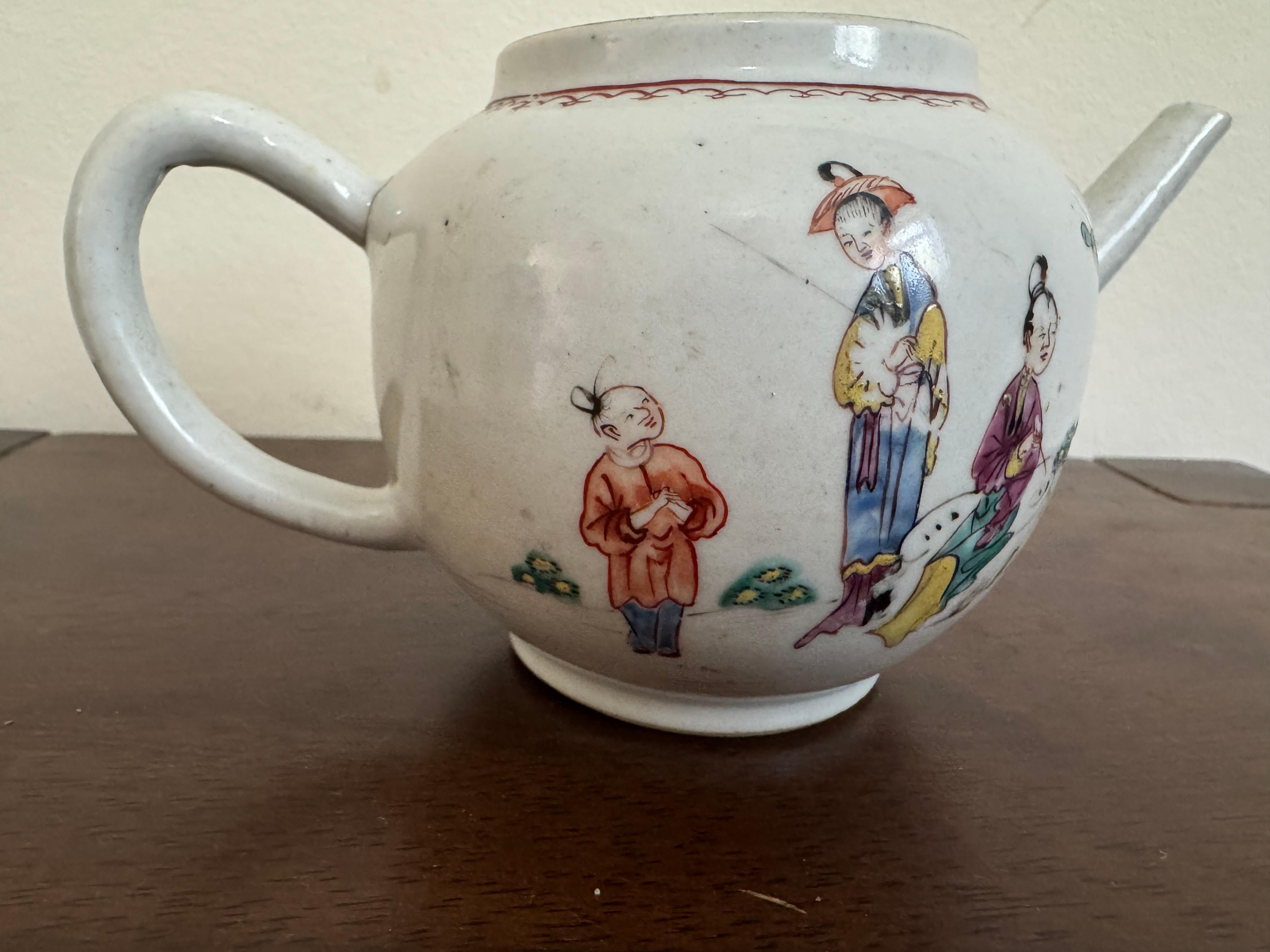 Ceramic 19th Century Chinese Famille Rose Teapot For Sale