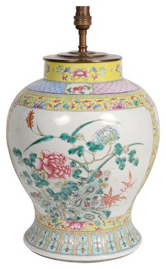 19th Century Chinese Famille Rose Vase / lamp