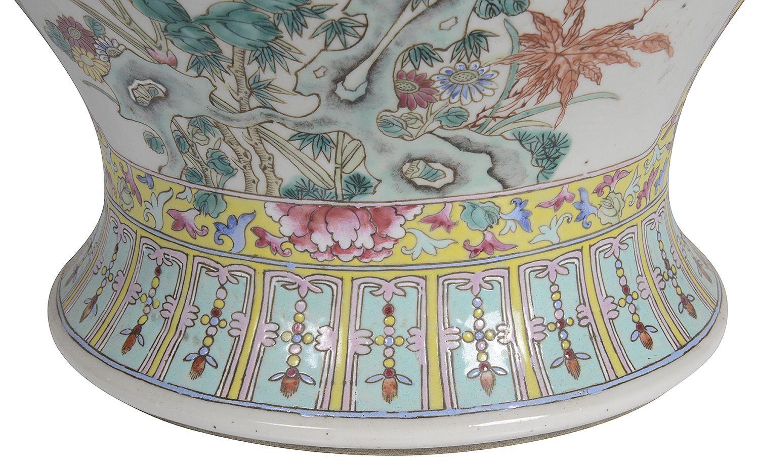 19th Century Chinese Famille Rose Vase / Lamp In Good Condition For Sale In Brighton, Sussex