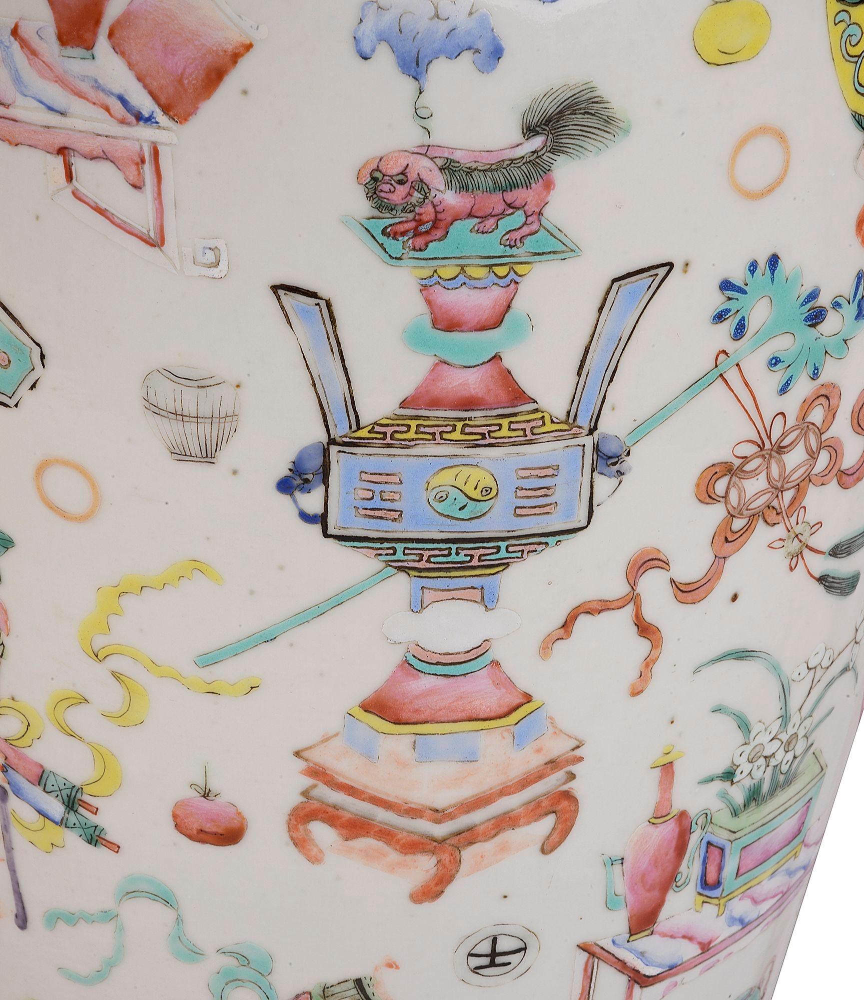 19th Century Chinese Famille Rose Vase / Lamp For Sale 3
