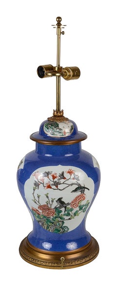 19th Century Chinese Famille Verte porcelain vase / lamp