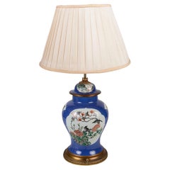 19th Century Chinese Famille Verte porcelain vase / lamp