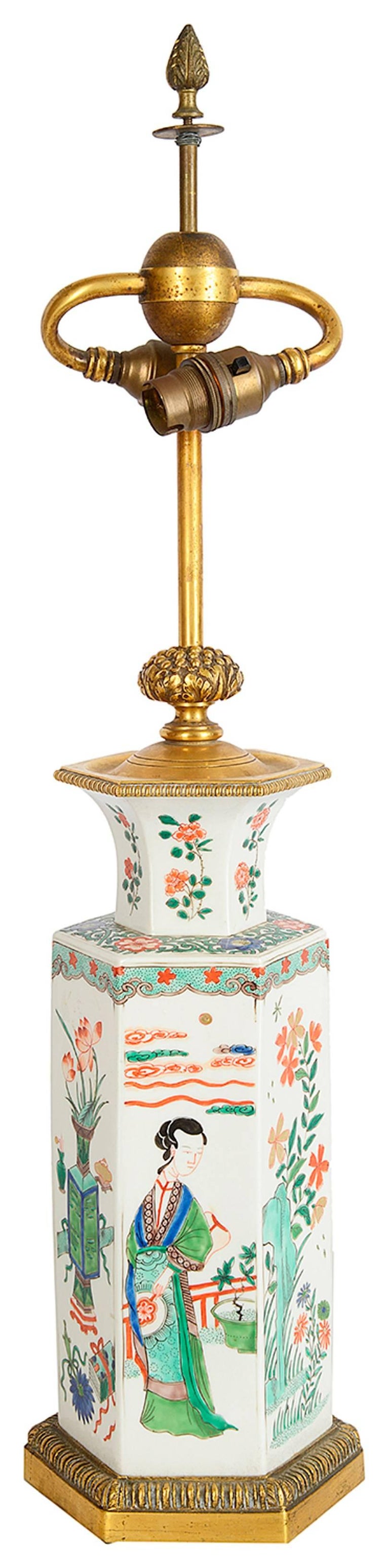 19th Century Chinese Famille Verte Style Vase Lamp For Sale At 1stdibs