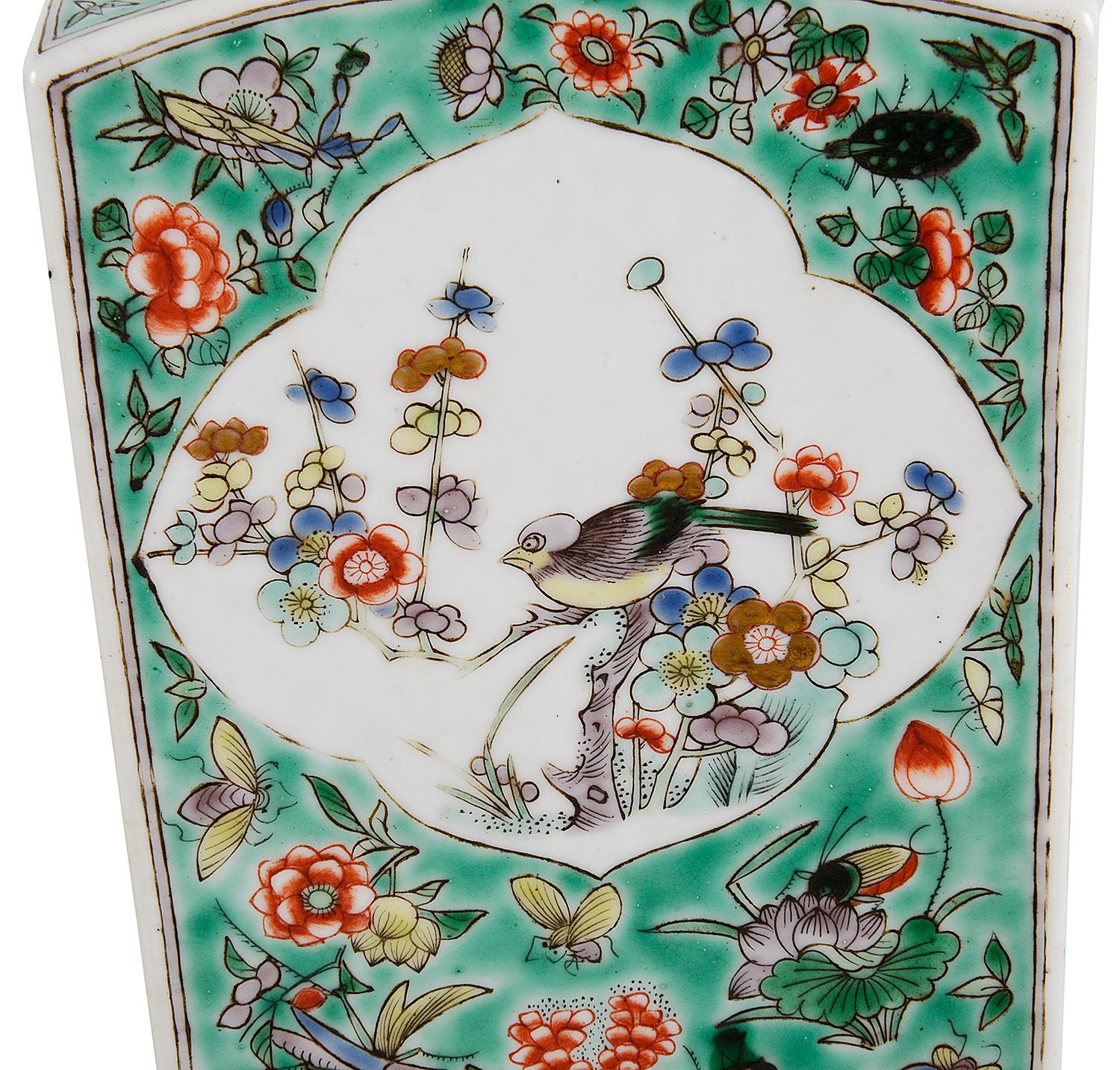 Porcelain 19th Century Chinese Famille Verte Vase or Lamp For Sale