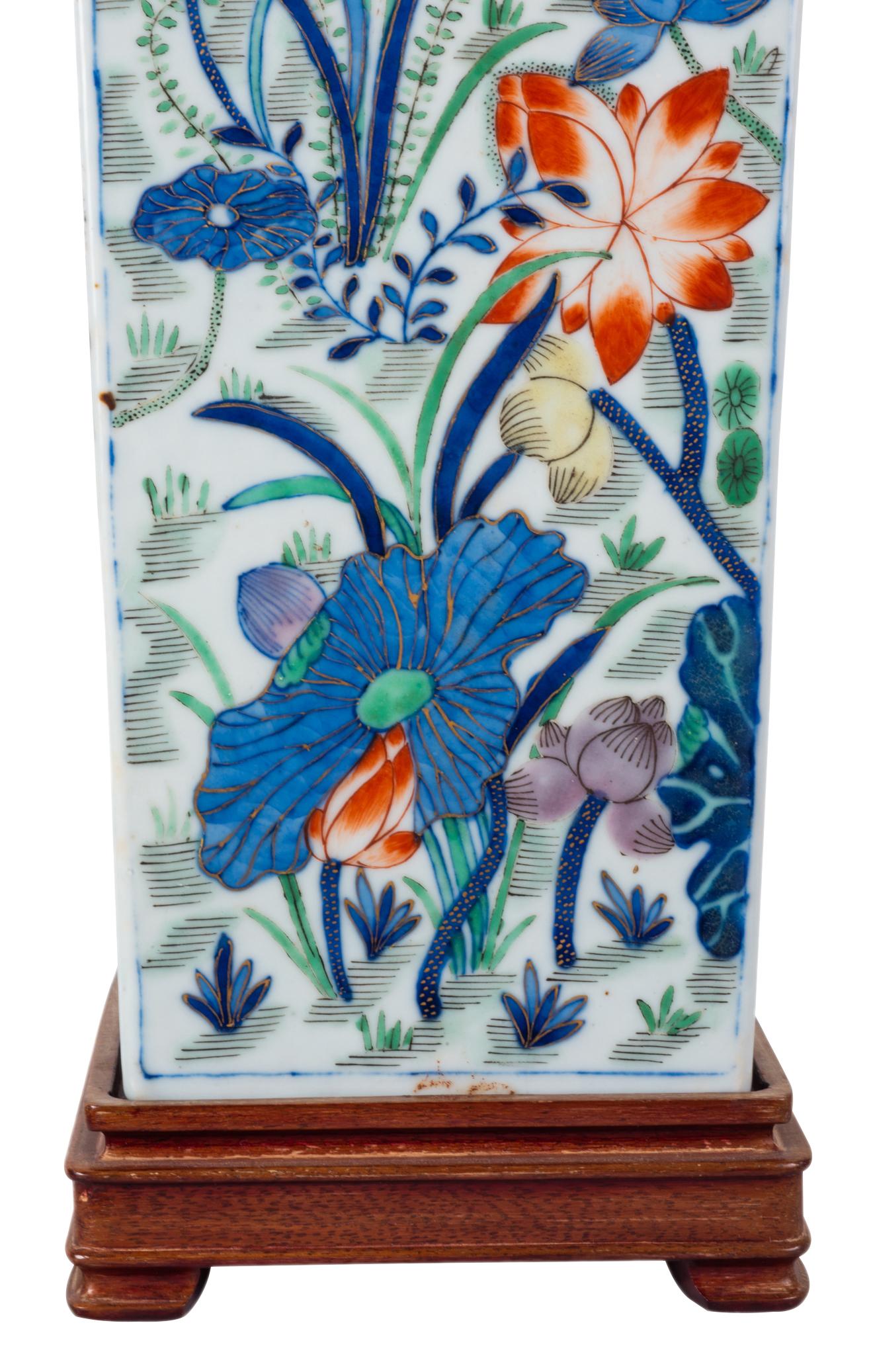Porcelaine Vase ou lampe chinoise du 19ème siècle de style Famille Verte, vers 1880 en vente