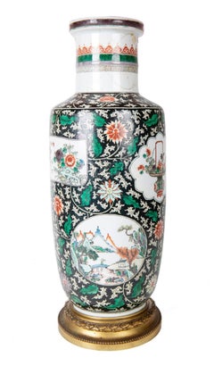 19th Century Chinese Famille Verte Vase / Lamp