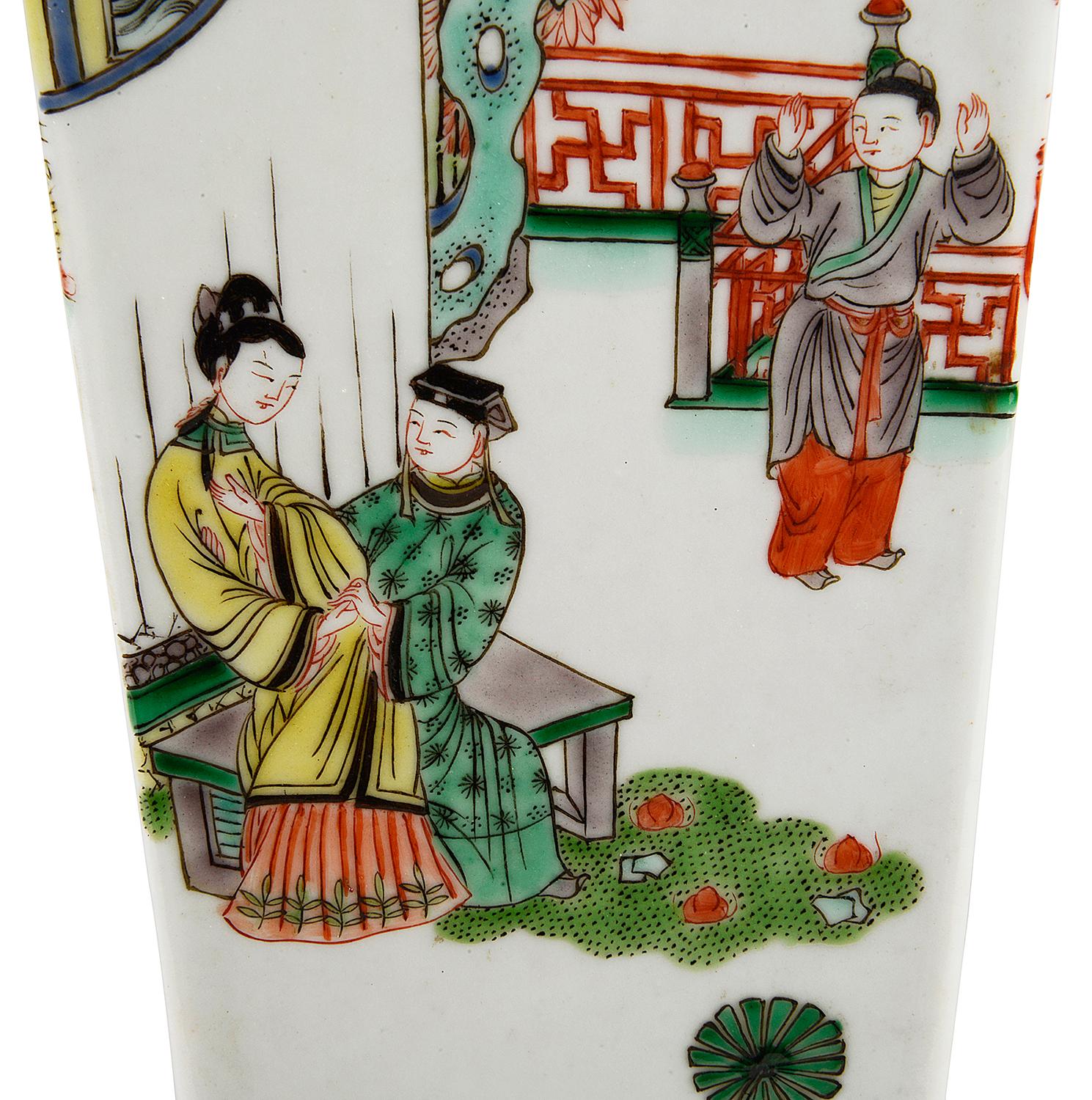 19th Century Chinese Famille Verte Vase / Lamp For Sale 1