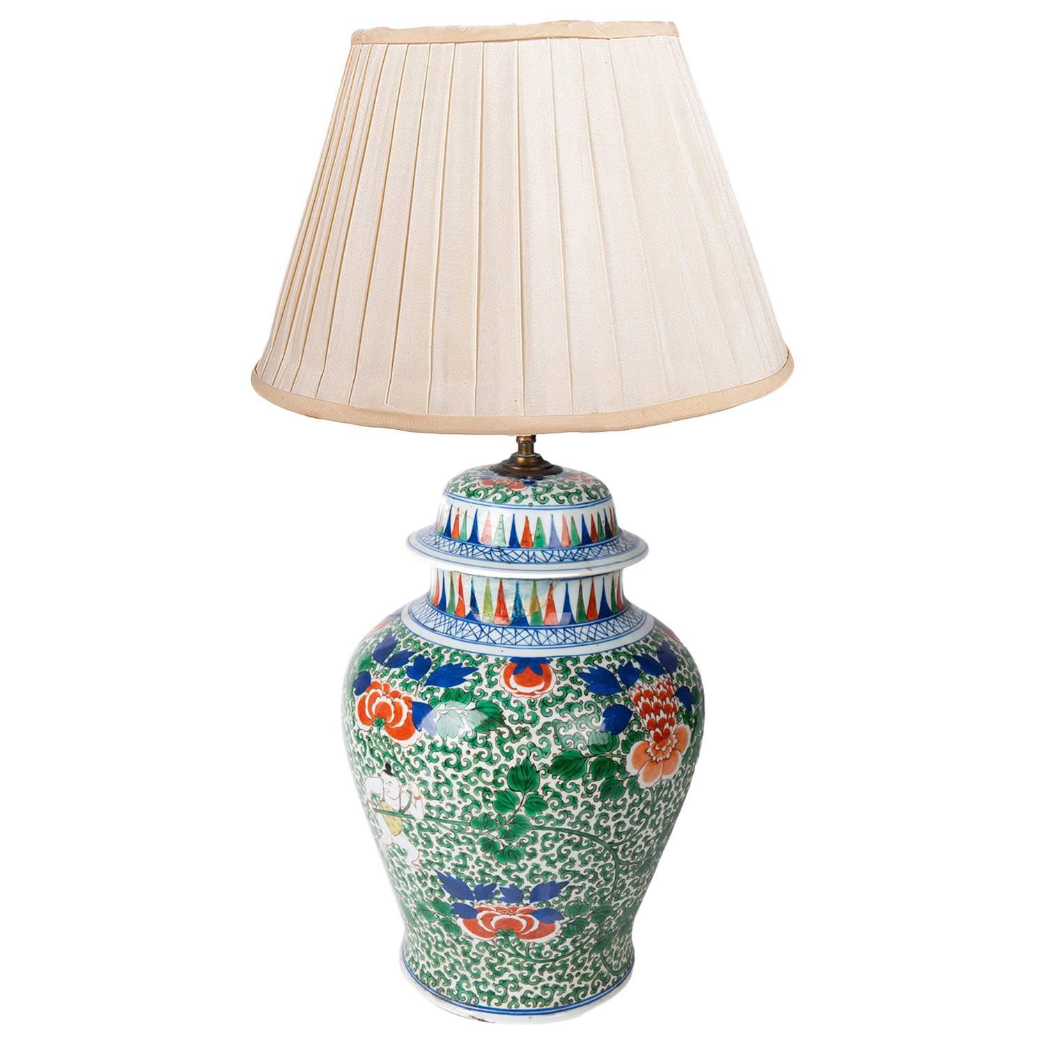 19th Century Chinese Famille Verte Vase or Lamp