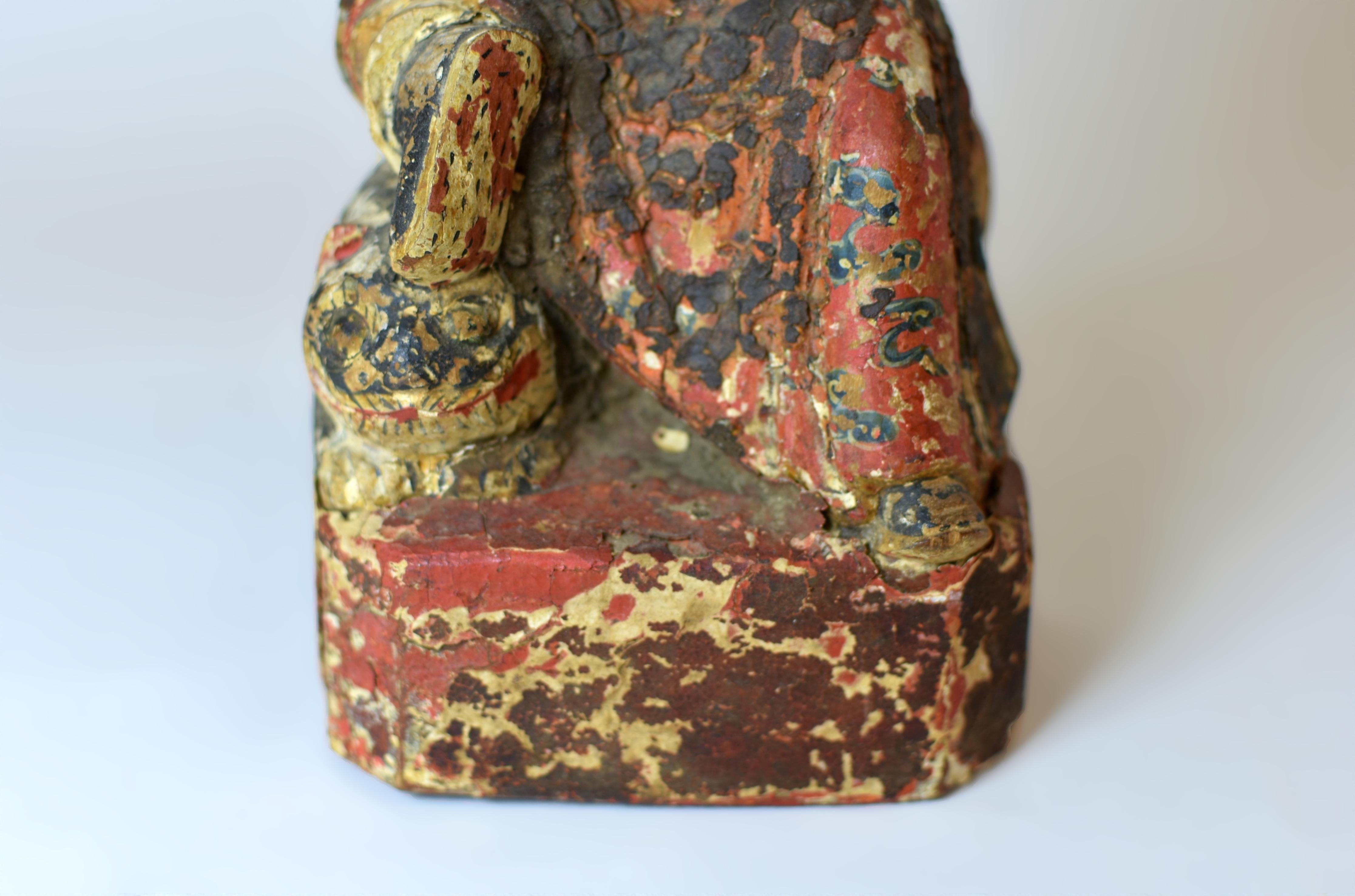 19th Century Chinese Figure of a Guardian God For Sale 6