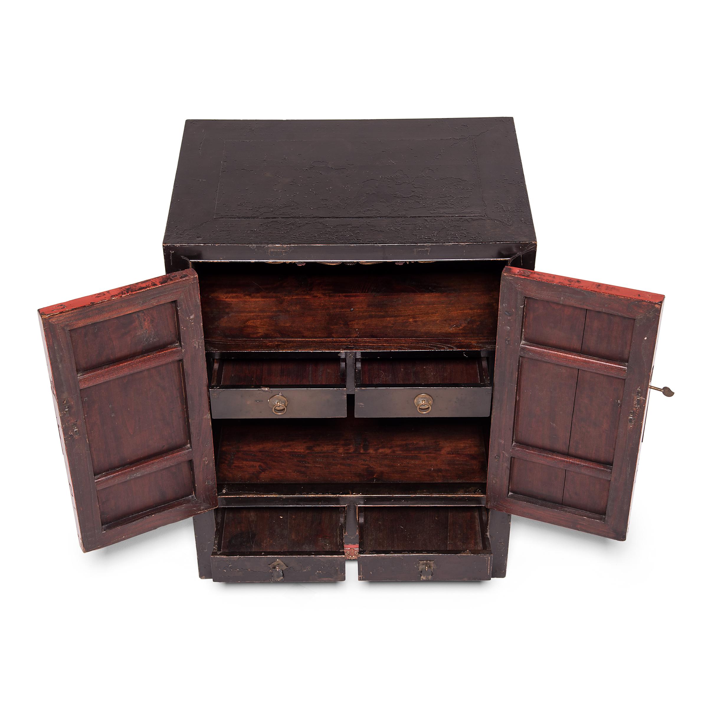 Elm Finely Lacquered Chinese Chest, c. 1850 For Sale