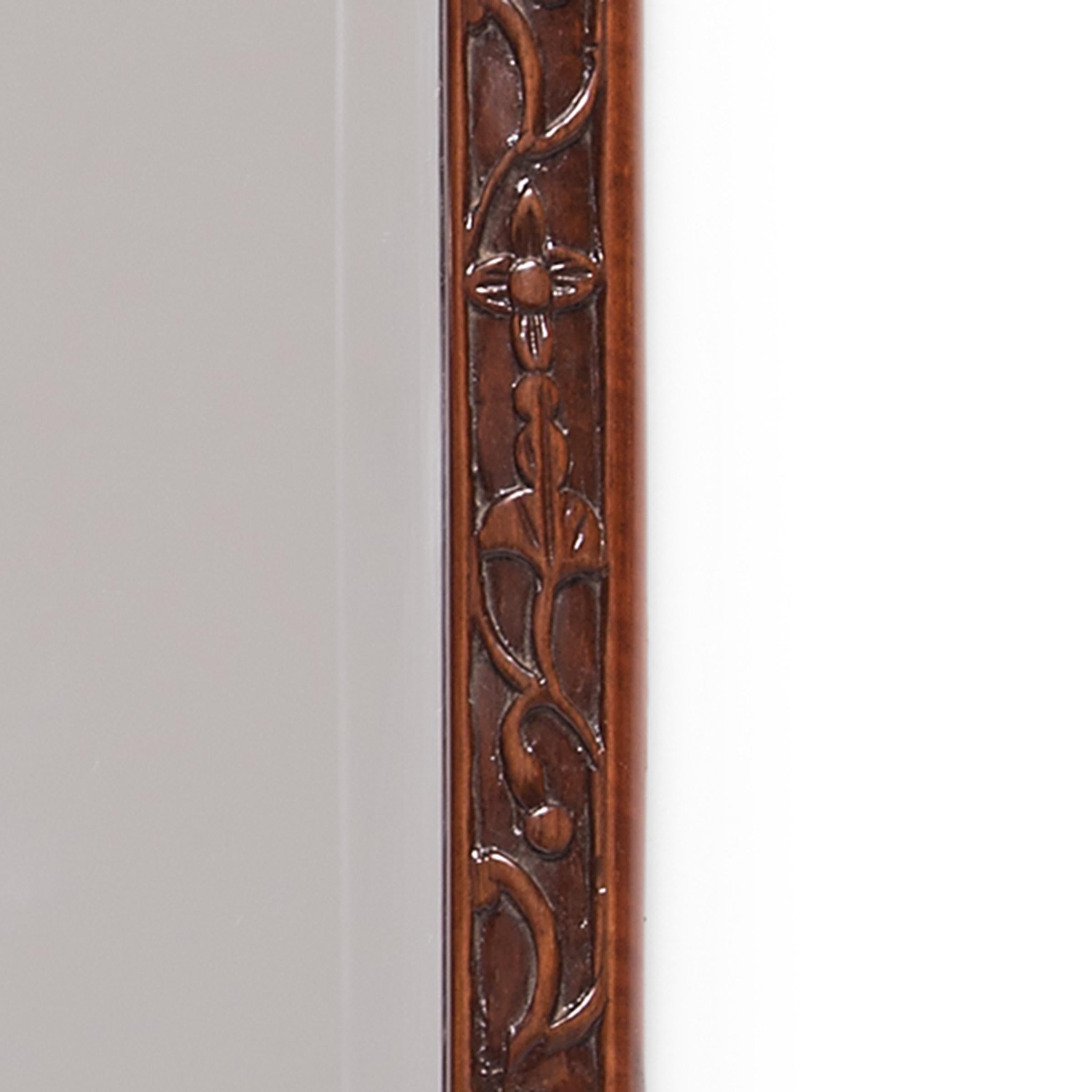 Qing Chinese Floral Carved Frame with Mirror, c. 1850 For Sale