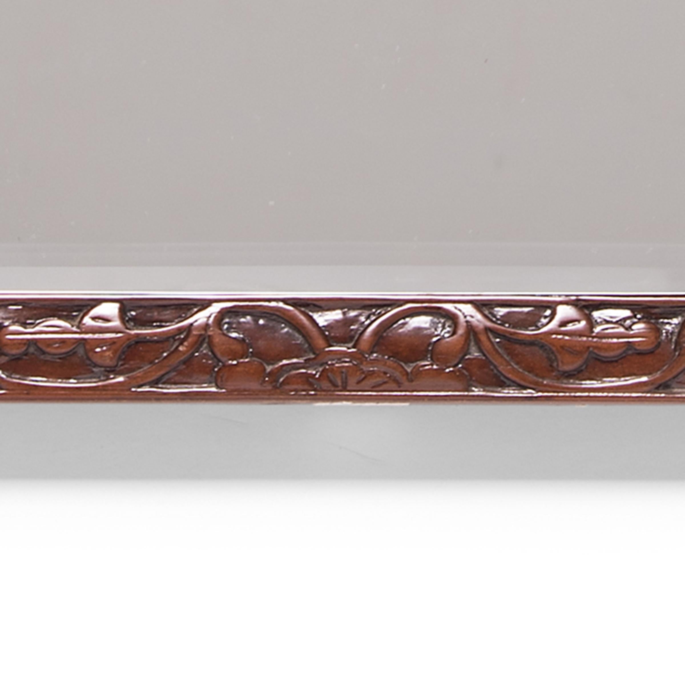 Hand-Carved Chinese Floral Carved Frame with Mirror, c. 1850 For Sale
