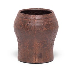 Chinese Floral Cast Iron Mortar