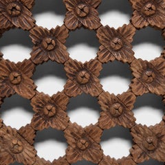 19th Century Chinese Floral Lattice Window Panel