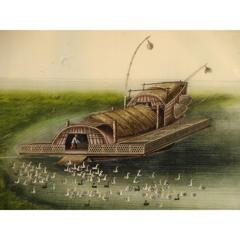 19th Century Chinese Folio Gouache Rice Paper Paintings For Sale