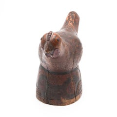 19th Century Chinese Folk Art Bird in Carved Wood with Original Paint