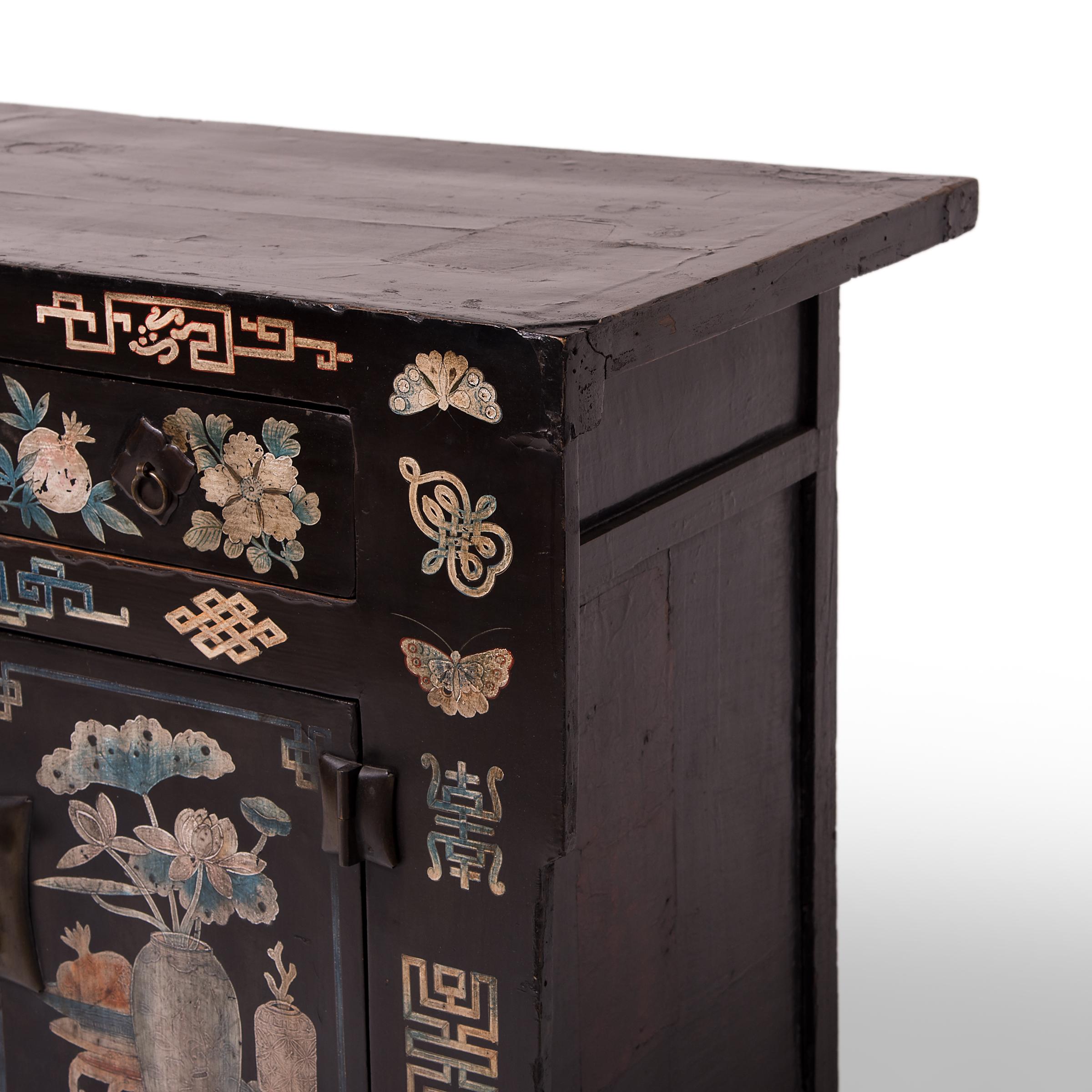 19th Century Chinese Folk Painted Sideboard 1