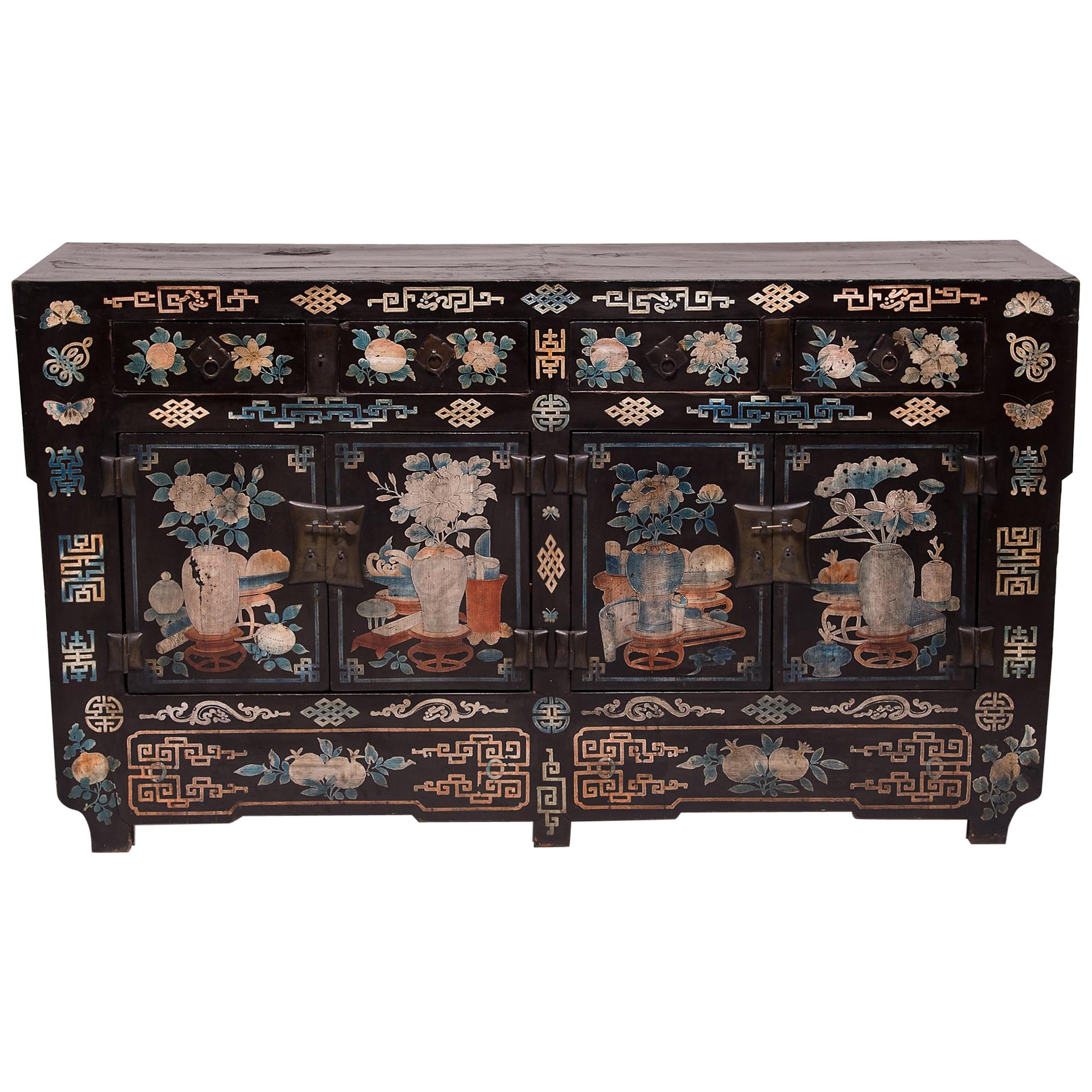 19th Century Chinese Folk Painted Sideboard