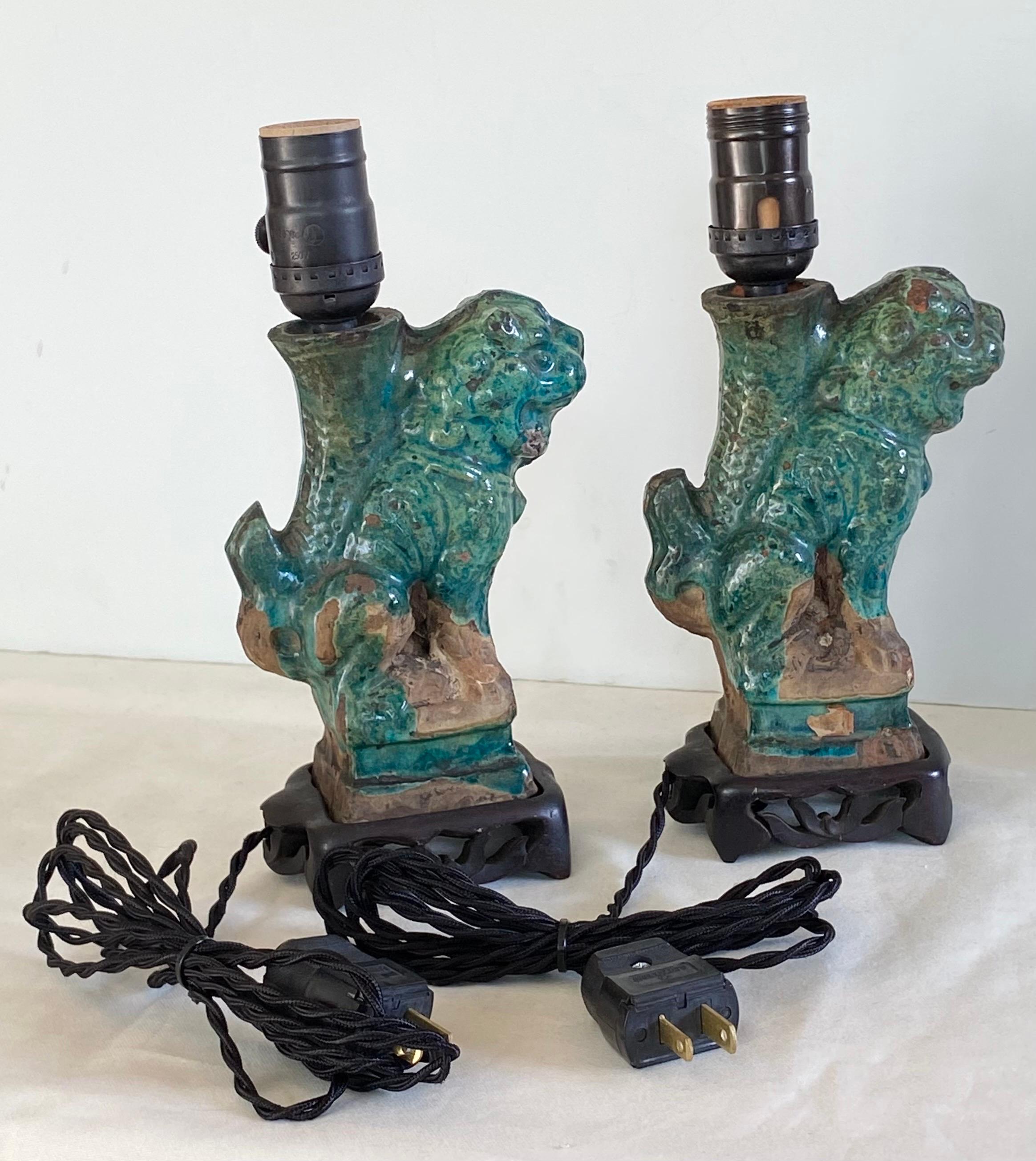 19th Century Chinese Foo Dogs as Lamps For Sale 6