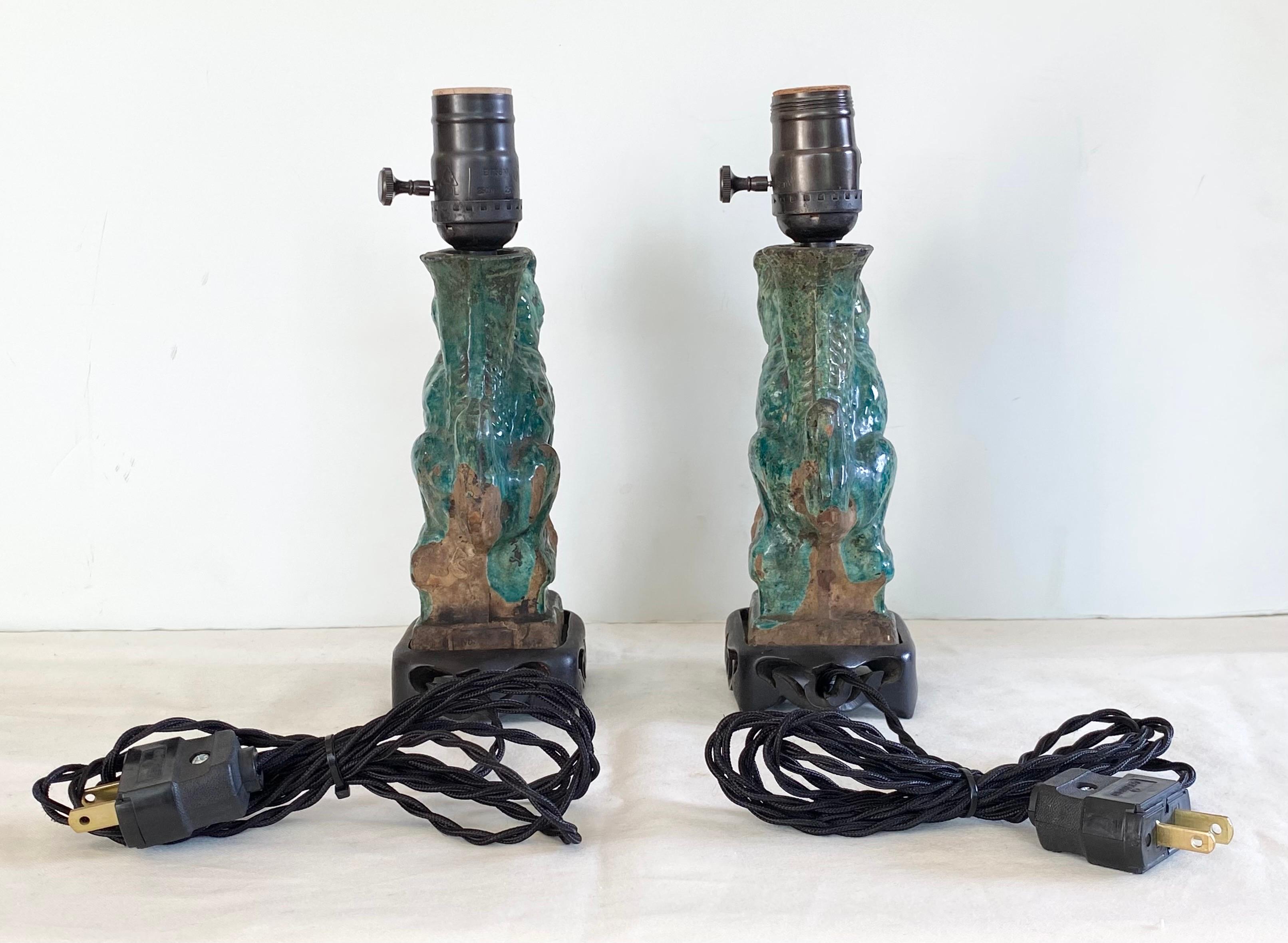 19th Century Chinese Foo Dogs as Lamps For Sale 3