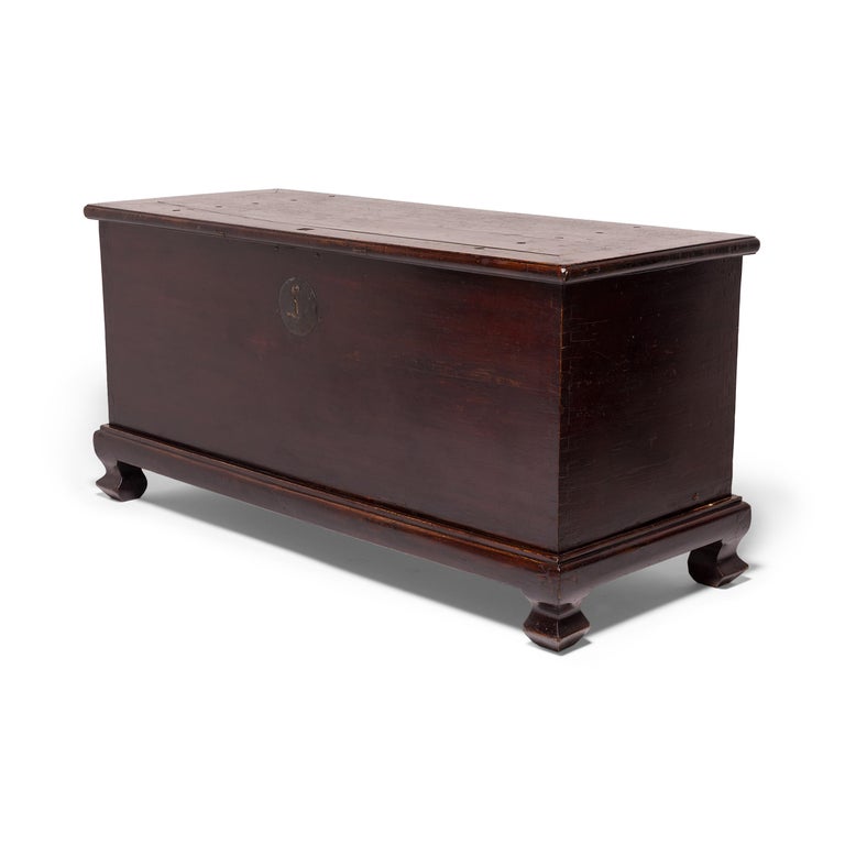 For thousands of years, traditional Chinese architecture had no interior closets, and trunks and cabinets were used as a storage solution for clothing, precious books, and scrolls. This monumentally scaled 19th century trunk would have been used in