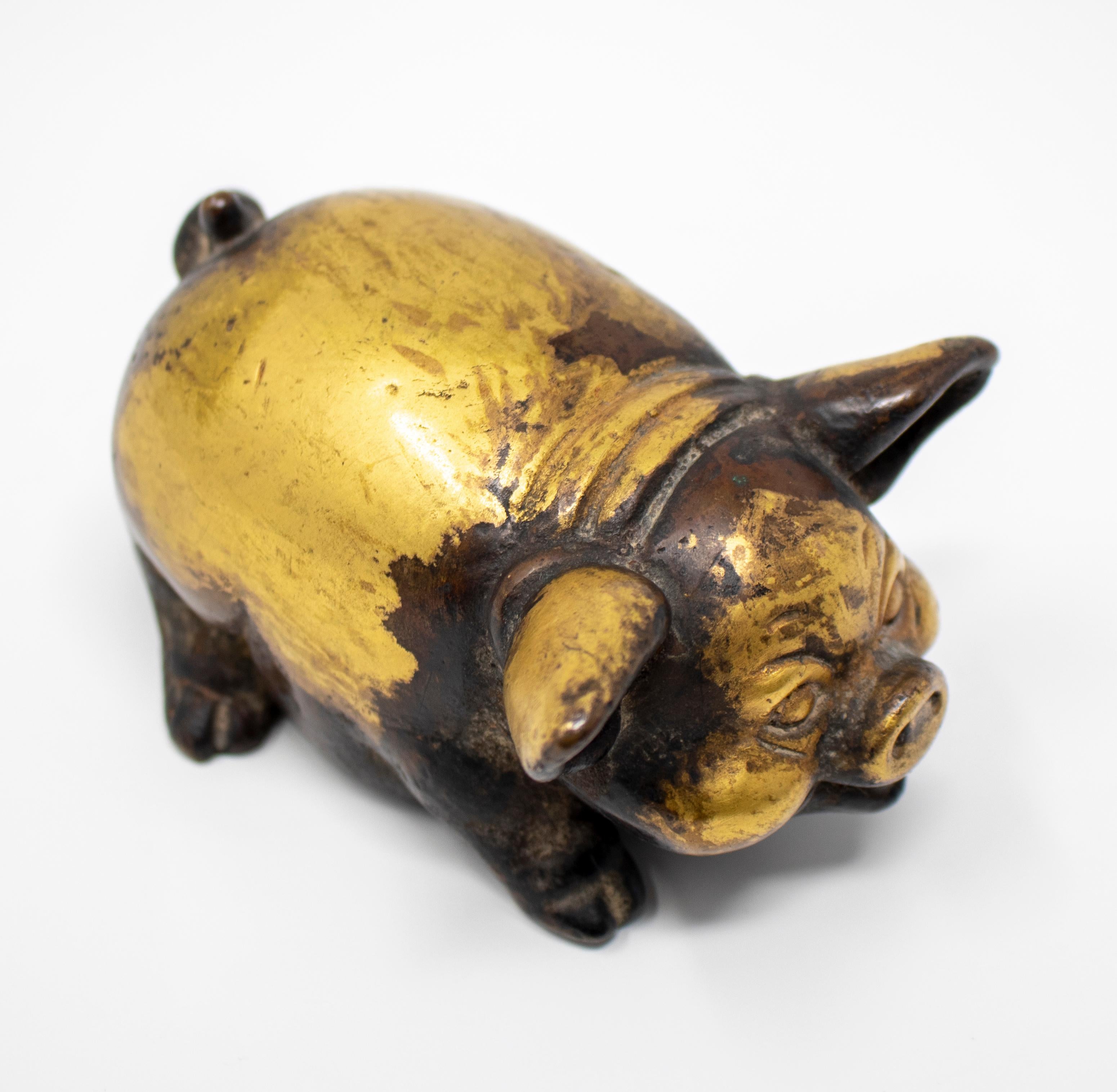 Pige chinois du 19ème siècle en bronze doré en vente 4