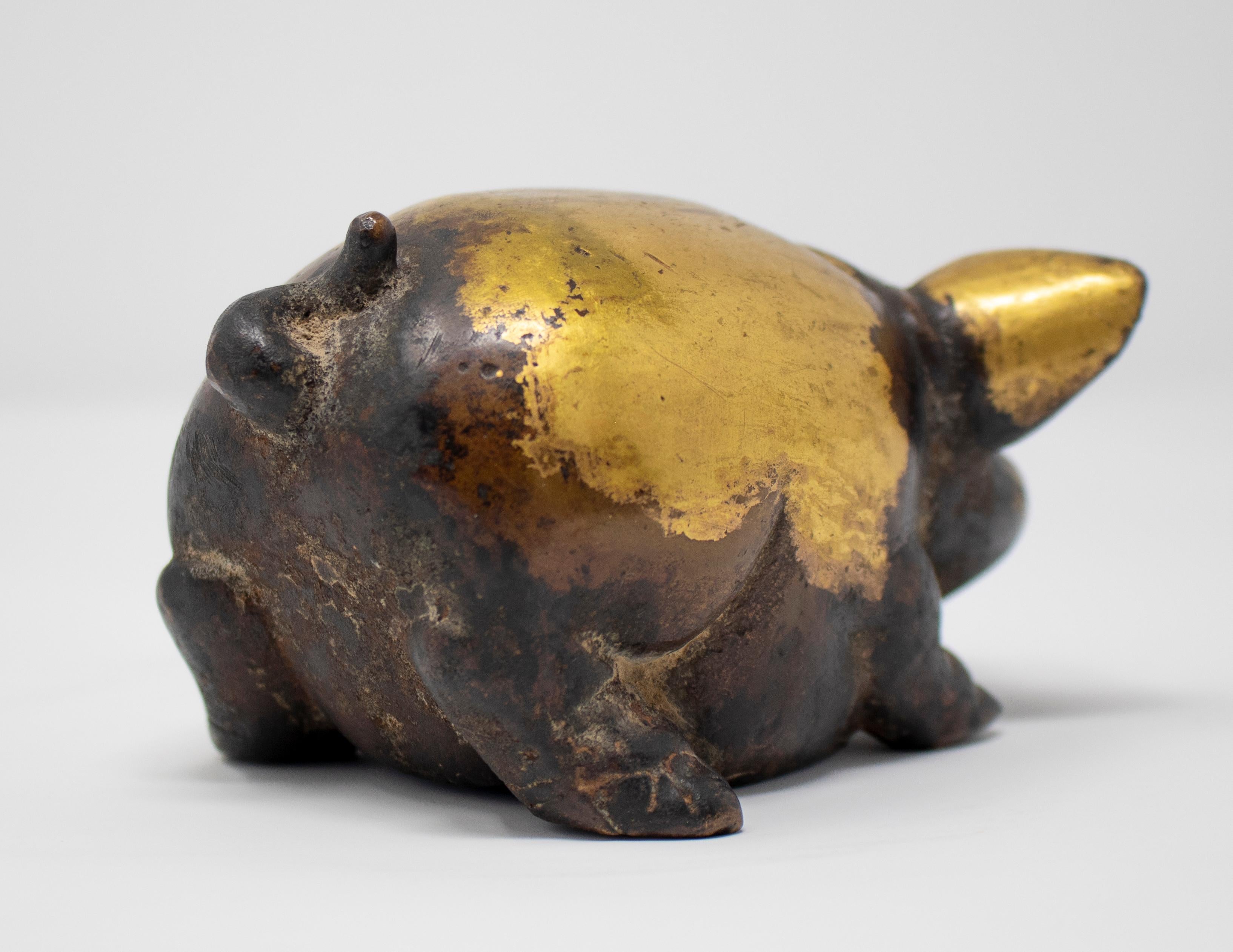 Maiale cinese in bronzo dorato del XIX secolo in vendita 2