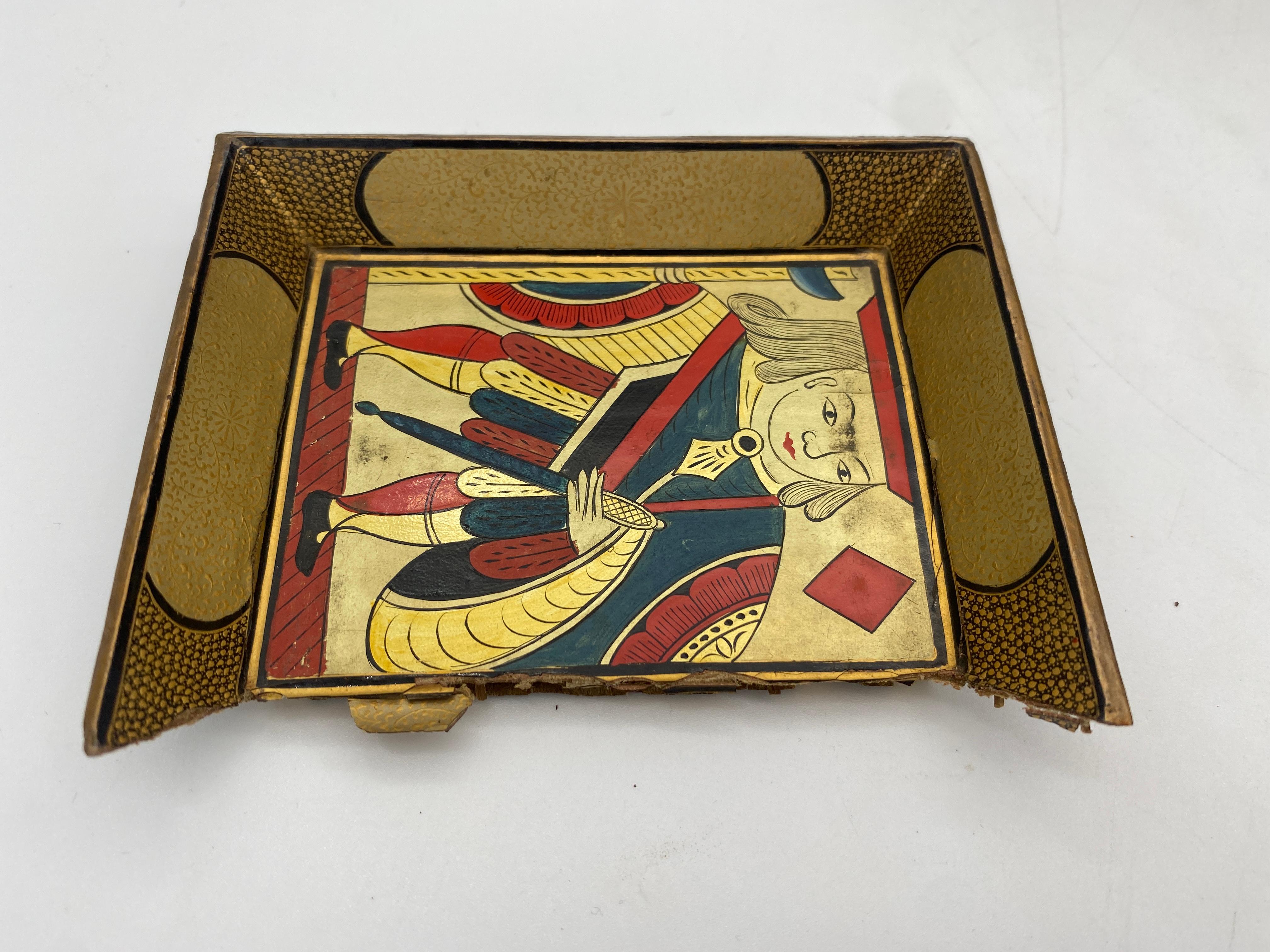 19th Century Chinese Gilt Lacquer Gambling Storage Box Trays and Dishes For Sale 7