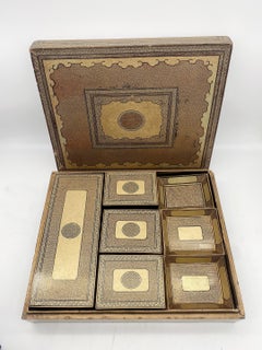 19th Century Chinese Gilt Lacquer Gambling Storage Box Trays and Dishes
