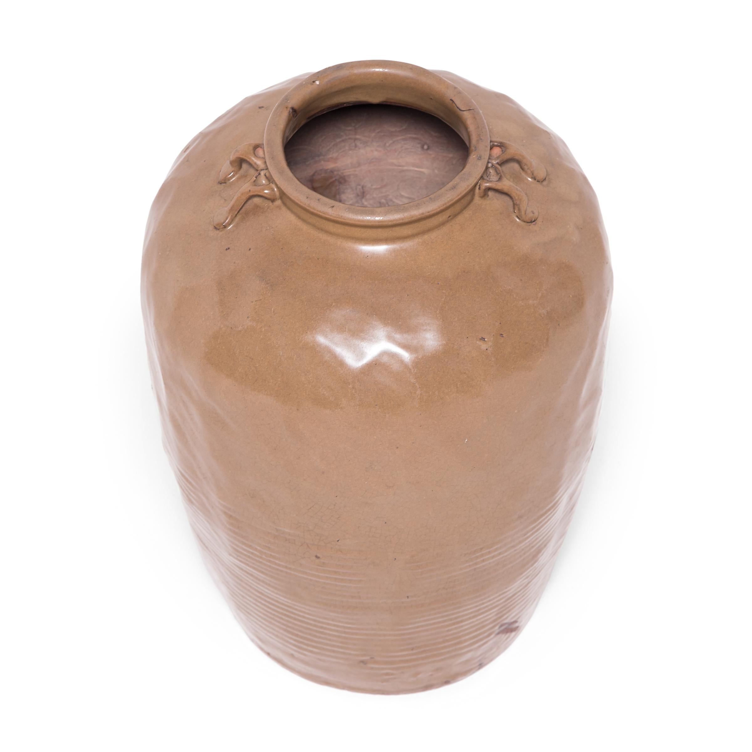 Rustic Chinese Glazed Stoneware Jar, c. 1850 For Sale