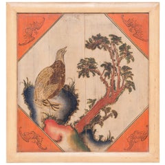 Antique 19th Century Chinese Golden Pheasant Panel