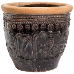 Chinese Grand Floral Relief Pot, c. 1850