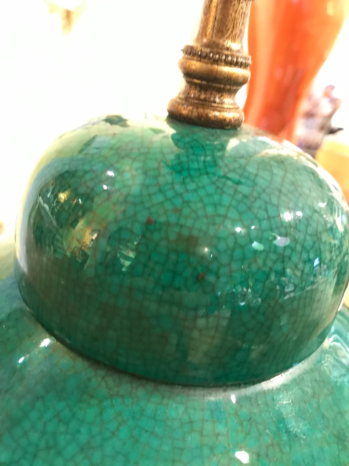 19th Century Chinese Green Crackle Vase as Lamp For Sale 3